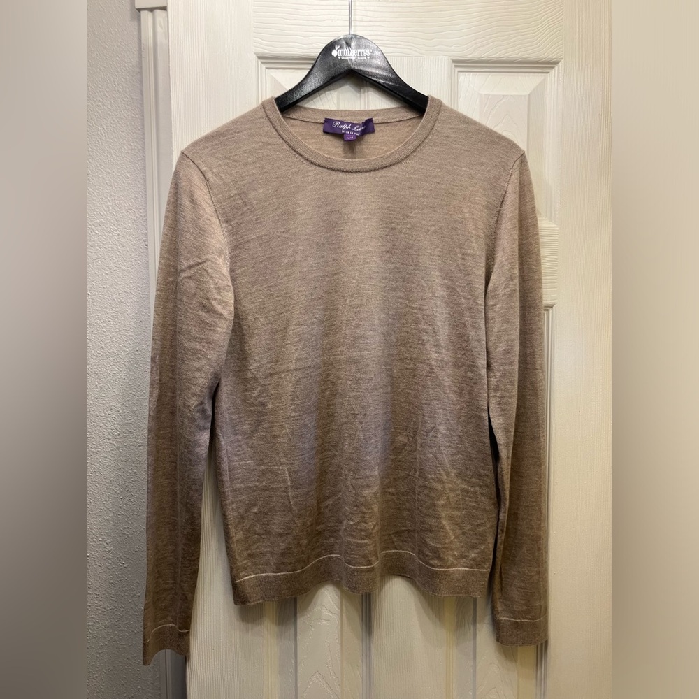 RALPH LAUREN PURPLE LABEL 100% CASHMERE KNITTED Long-Sleeve Top Sweater L